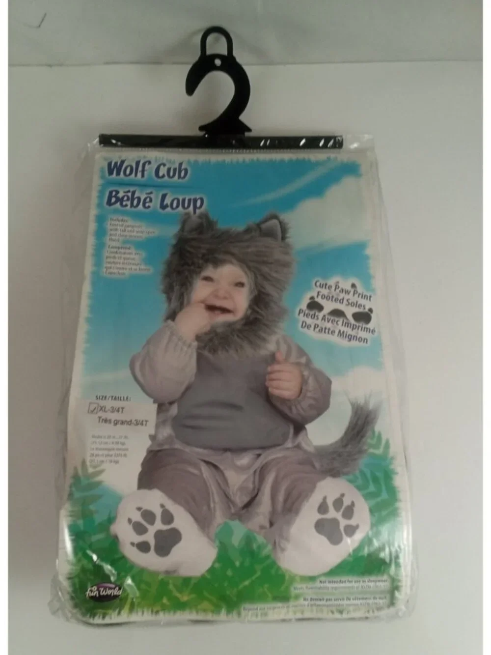 Fun World Fuzzy Wolf Cub Halloween Costume 3/4T